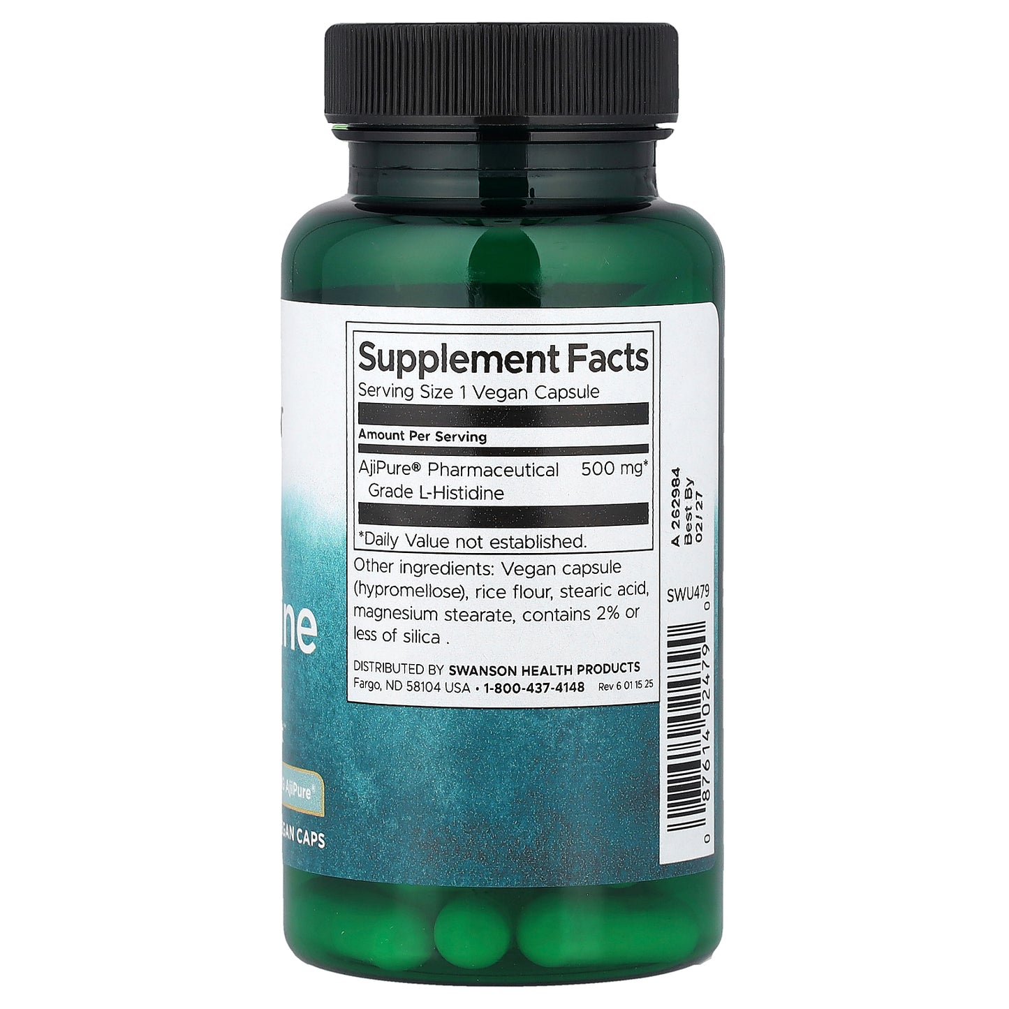 Swanson, L-Histidine, 500 mg, 60 Vegan Caps