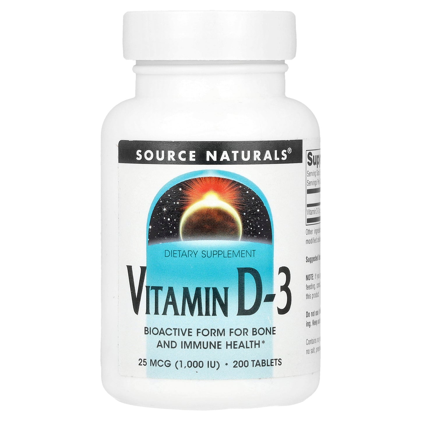 Source Naturals, Vitamin D-3, 25 mcg (1,000 IU), 200 Tablets