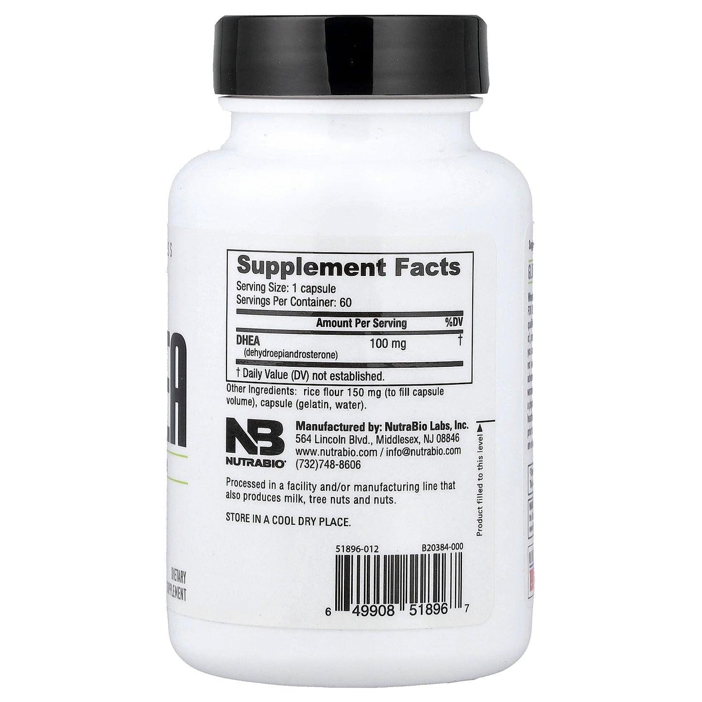 NutraBio, DHEA, 100 mg, 60 Capsules