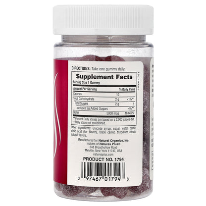 NaturesPlus, Biotin Gummies, Raspberry, 5,000 mcg, 60 Gummies