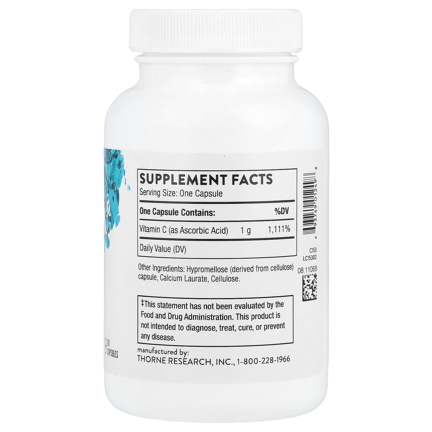 Thorne, Ascorbic Acid, Vitamin C, 60 Capsules (1,000 mg per Capsule)