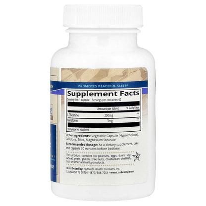 NutraLife, Melatonin + L-Theanine, 60 Vegetarian Capsules
