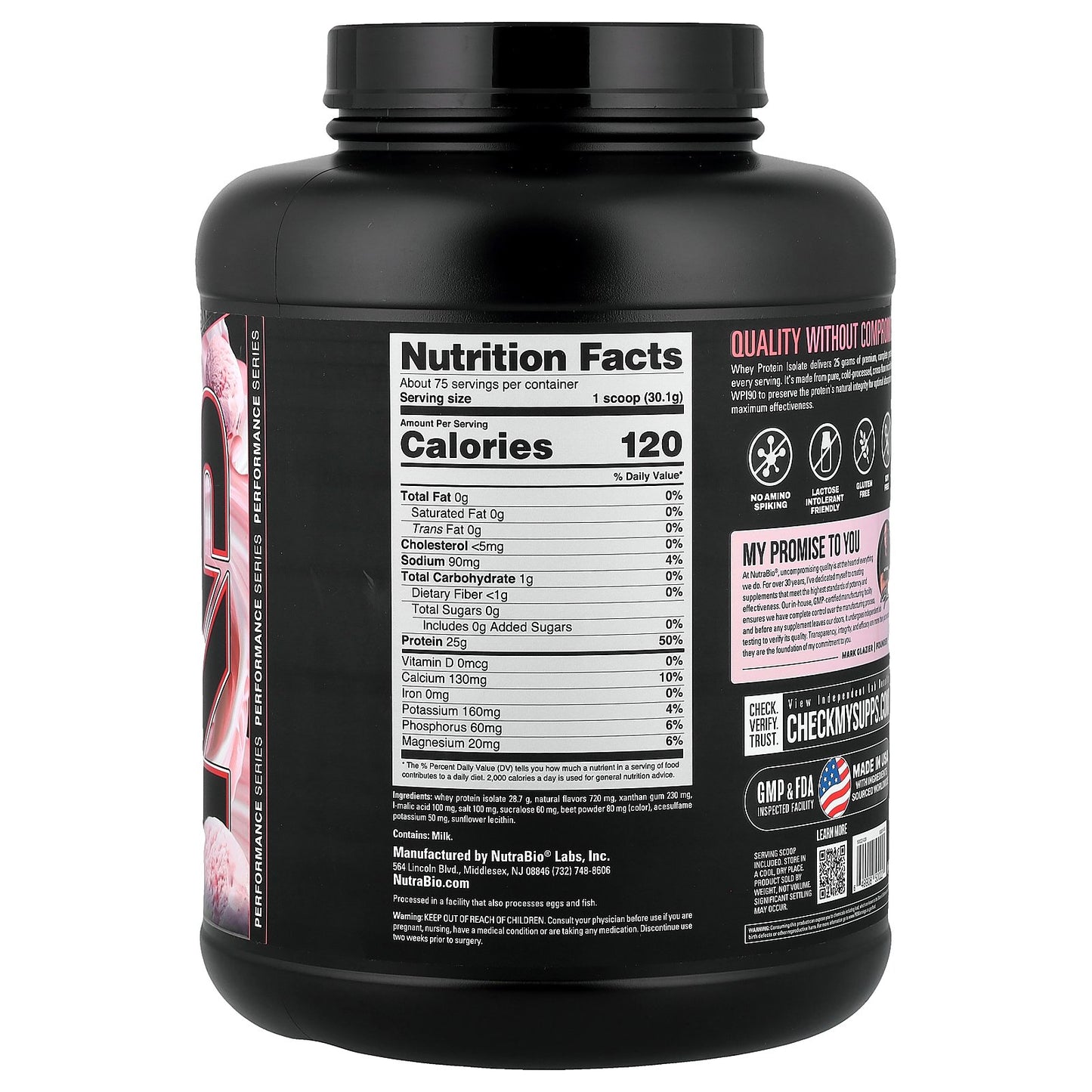 NutraBio, Whey Protein Isolate, Strawberry Ice Cream, 5 lb (2,268 g)