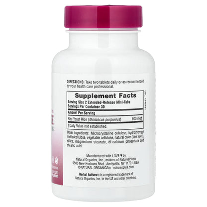 NaturesPlus, Herbal Actives, Red Yeast Rice, 60 Mini-Tabs (300 mg per Tab)