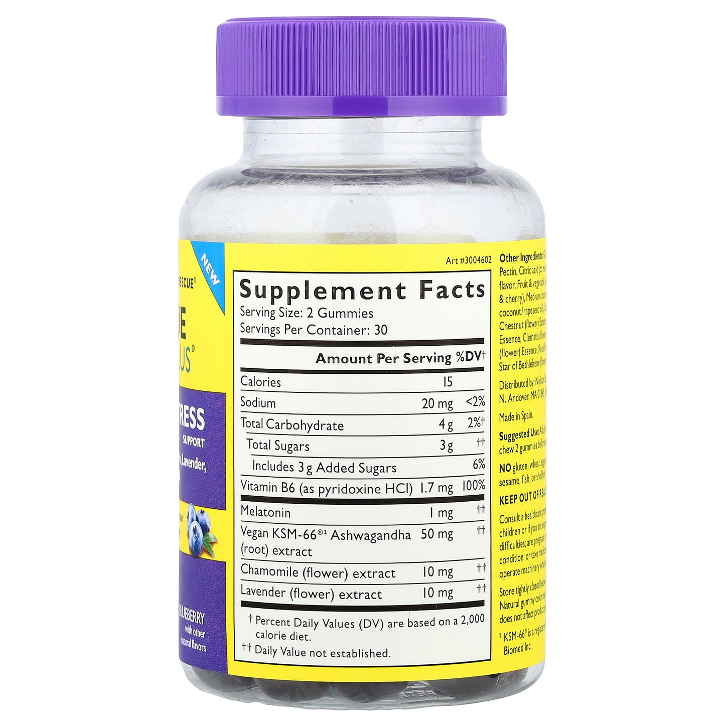 Bach, Rescue Plus®, Sleep & Stress Support Gummies, Blueberry, 60 Vegan Gummies