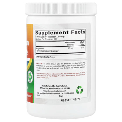 Best Naturals, Magnesium Glycinate Powder, 1 lb (454 g)