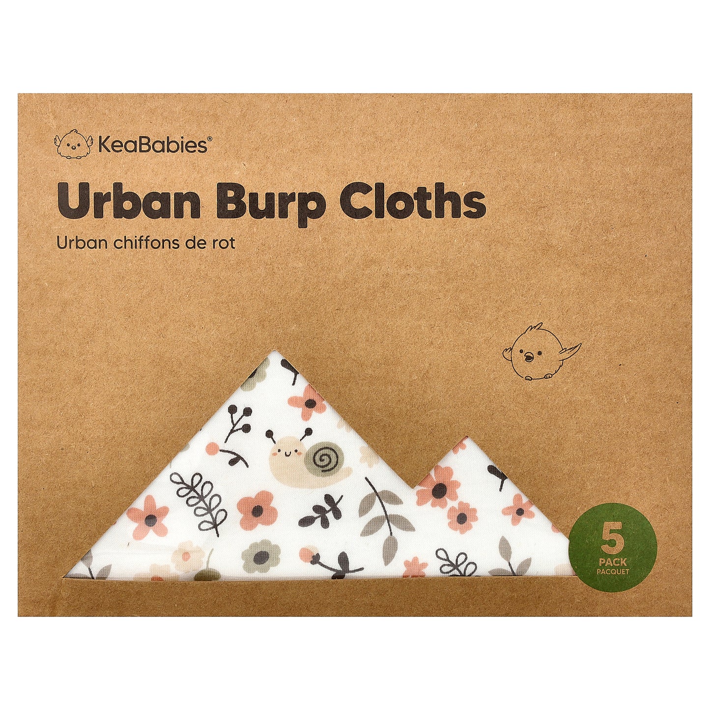 KeaBabies, Urban Burp Cloths, 5 Pack