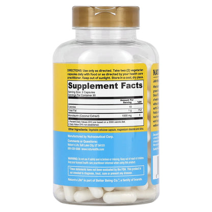 Nature's Life, Nourishing Monolaurin, 180  Capsules (500 mg per Capsule)