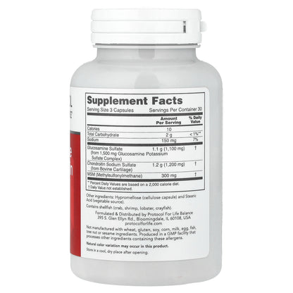 Protocol for Life Balance, Glucosamine & Chondroitin with MSM, 90 Veg Capsules