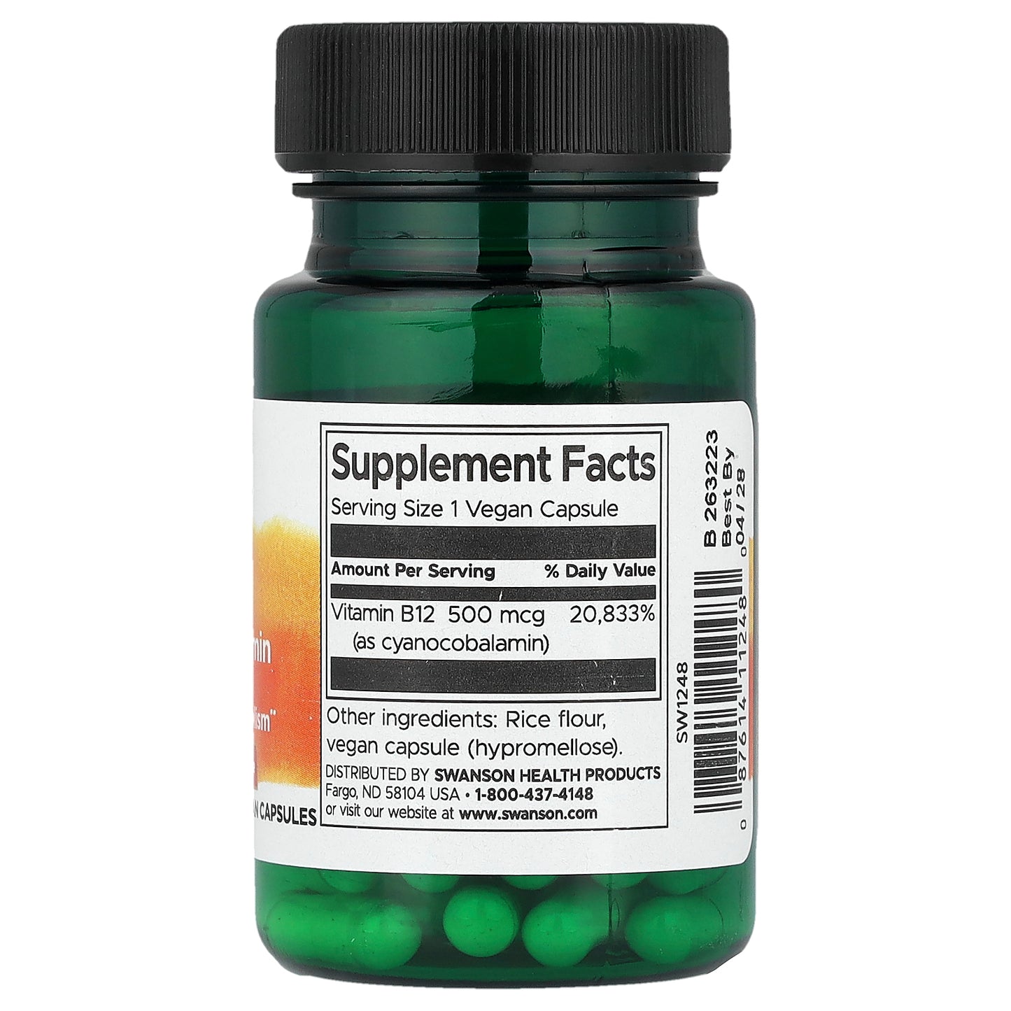 Swanson, Vitamin B12, 500 mcg, 30 Vegan Capsules