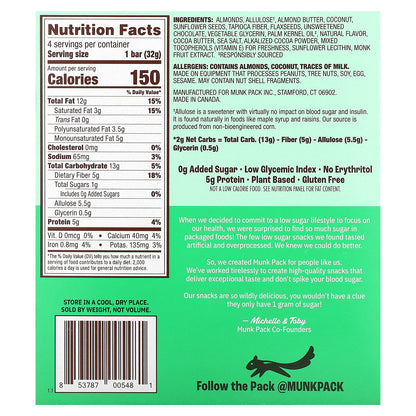 Munk Pack, Chewy Granola Bar, Almond Butter Chocolate Chip, 4 Bars, 1.12 oz (32 g) Each