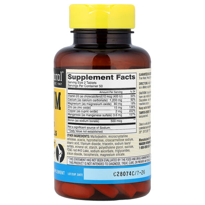 Mason Natural, Calcium 600 + Vitamin D3, 100 Tablets