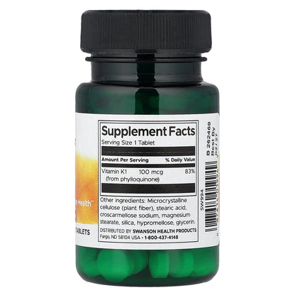 Swanson, Vitamin K1, 100 mcg, 100 Tablets