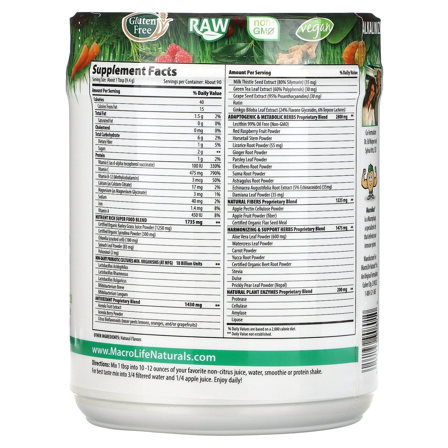 Macrolife Naturals, Macro Greens, Superfood, 30 oz (850 g)