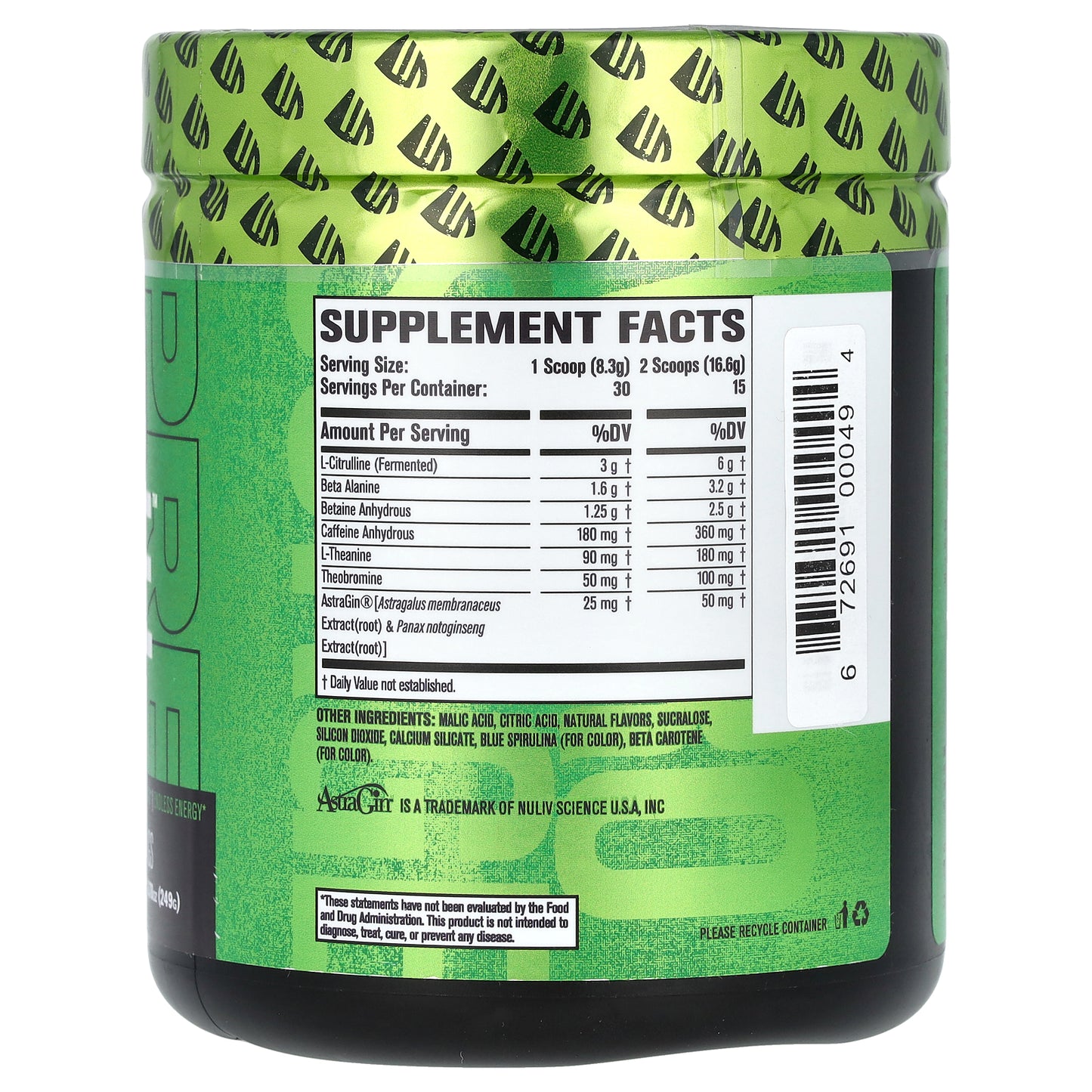 Jacked Factory, Nitro Surge, Pre-Workout, Green Apple, 8.78 oz (249 g)