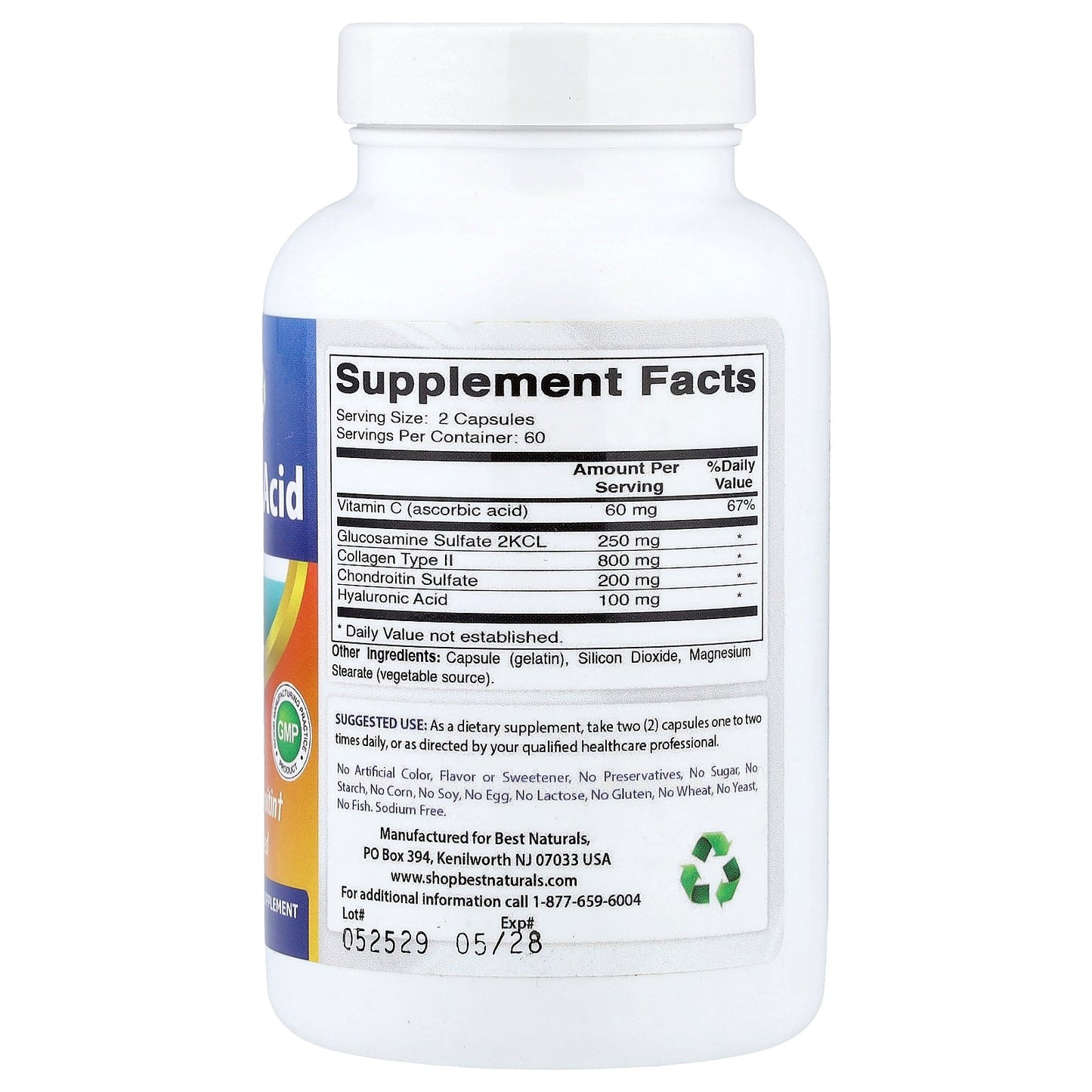 Best Naturals, Hyaluronic Acid with Glucosamine & Chondroitin, 120 Capsules