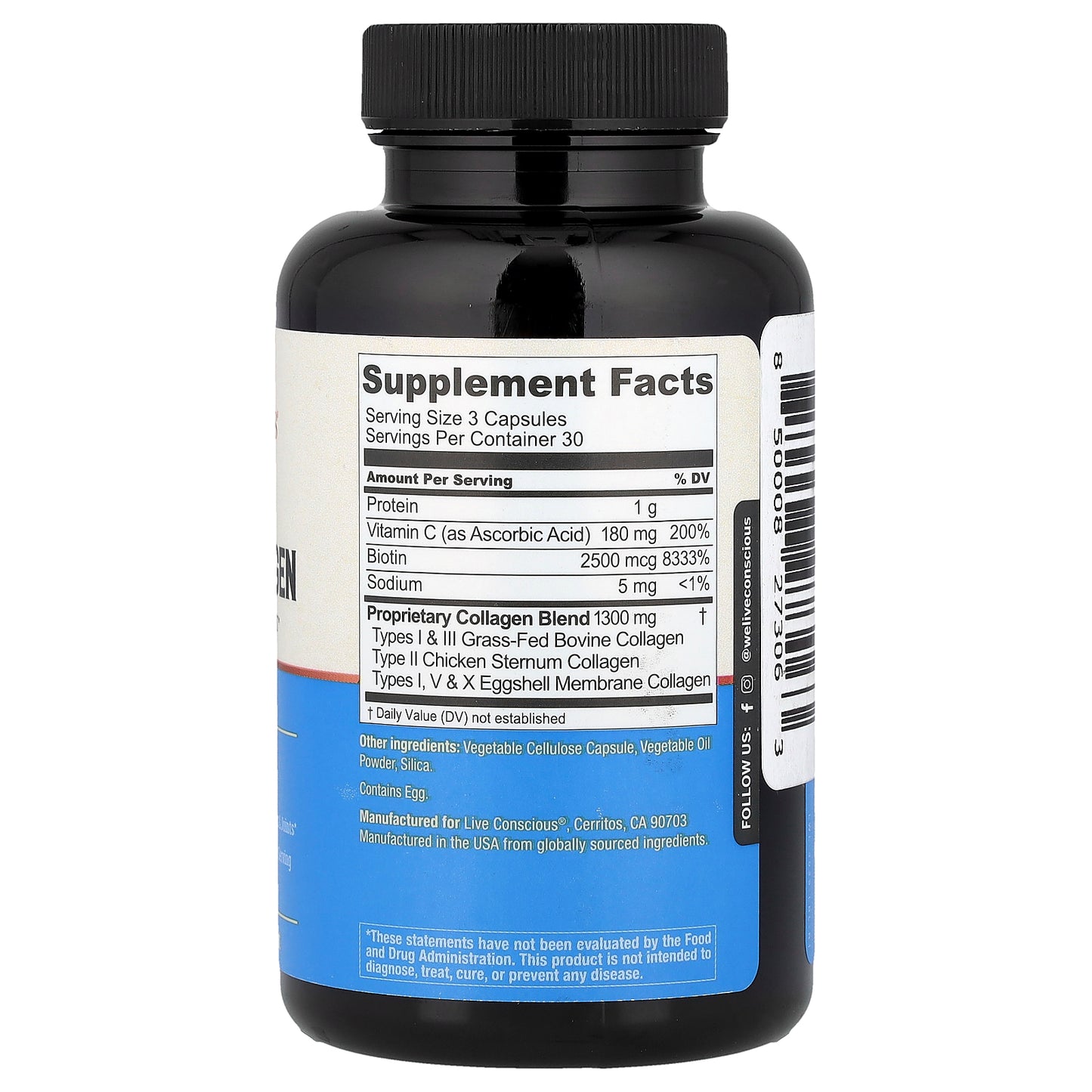 Live Conscious, Beyond Collagen, with Biotin & Vitamin C, 90 Capsules