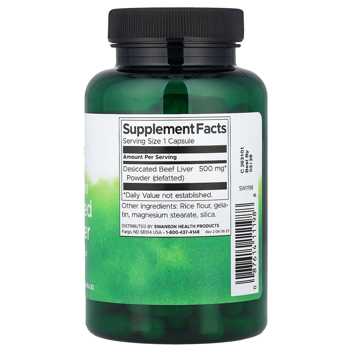 Swanson, Argentinian Desiccated Beef Liver, 500 mg, 120 Capsules