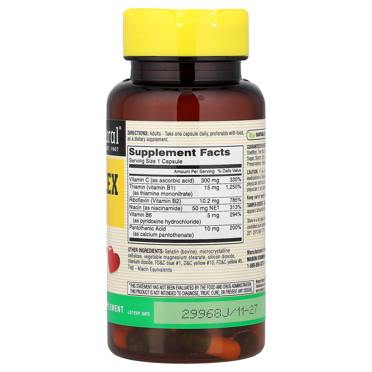 Mason Natural, B-Complex with C, 100 Capsules