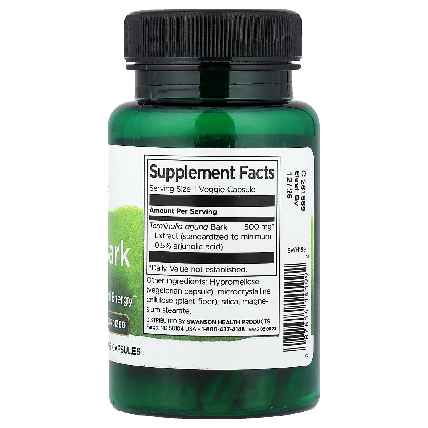 Swanson, Arjuna Bark, Standardized, 500 mg, 60 Veggie Capsules