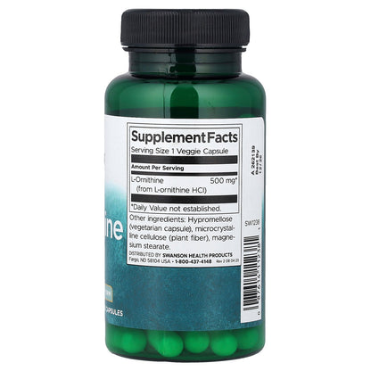 Swanson, L-Ornithine, Free Form, 500 mg, 60 Veggie Capsules