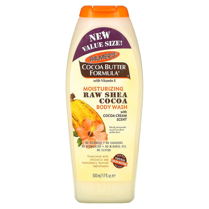 Palmer's, Cocoa Butter Formula with Vitamin E, Moisturizing Raw Shea Cocoa Body Wash, with Cocoa Cream Scent, 17 fl oz (500 ml)