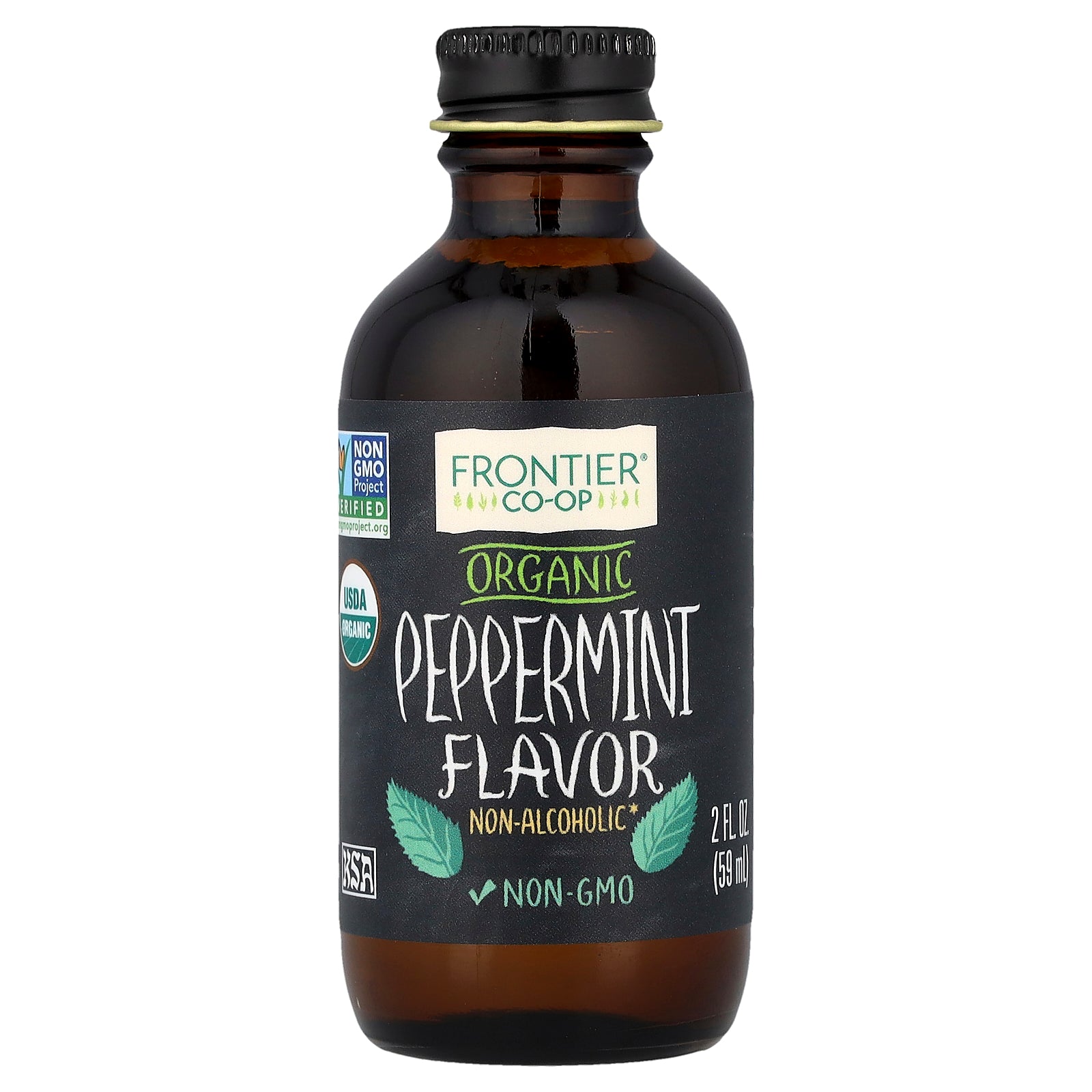 Frontier Co-op, Organic Peppermint Flavor, Non-Alcoholic, 2 fl oz (59 ml)