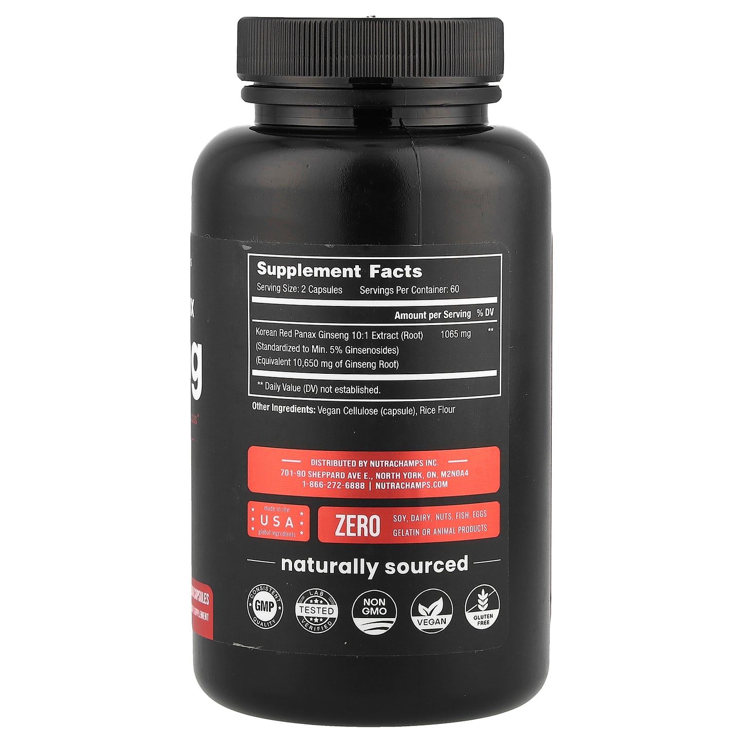 NutraChamps, Korean Panax Ginseng, 120 Vegan Capsules (532.5 mg Capsule Each)