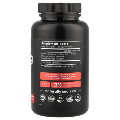 NutraChamps, Korean Panax Ginseng, 120 Vegan Capsules (532.5 mg Capsule Each)