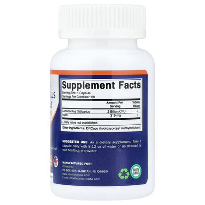 Vitamatic, Lactobacillus Salivarius, 2 Billion CFU, 60 DRCaps®