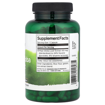 Swanson, Ginkgo Biloba Extract, 60 mg, 240 Capsules