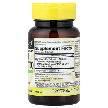 Mason Natural, Saw Palmetto, Standardized Extract, 60 Softgels (160 mg per Softgel)