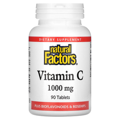 Natural Factors, Vitamin C, Plus Bioflavonoids & Rosehips, 1,000 mg, 90 Tablets