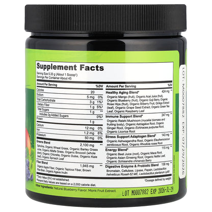 NATURELO, Raw Greens Whole Food Powder, Mixed Berry, 8.5 oz (240 g)