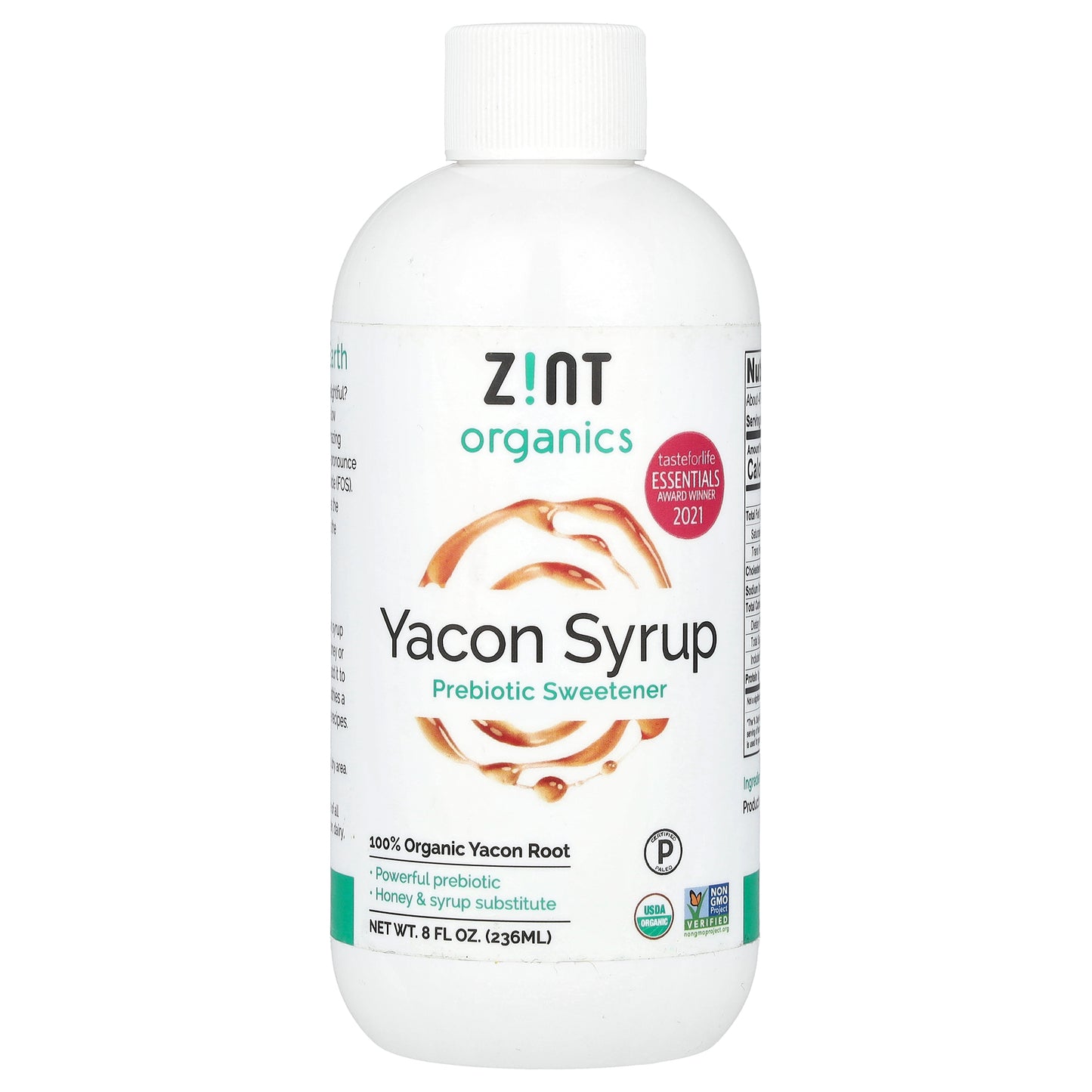 Zint, Organics, Yacon Syrup, Prebiotic Sweetener, 8 fl oz (236 ml)