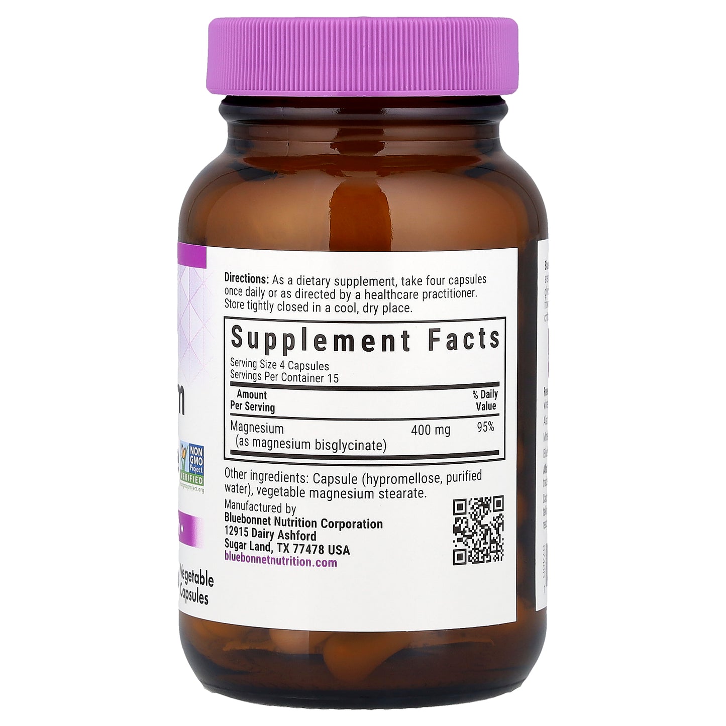 Bluebonnet Nutrition, Magnesium Glycinate, 60 Vegetable Capsules (100 mg per Capsule)