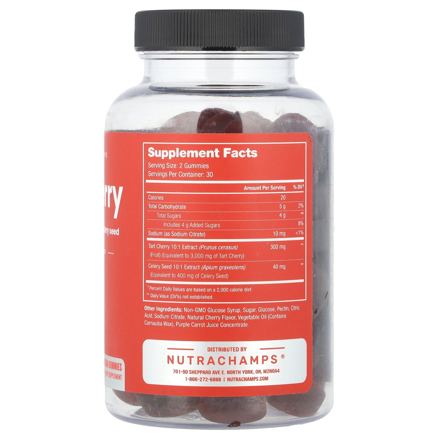 NutraChamps, Tart Cherry, Natural Cherry, 60 Vegan Gummies