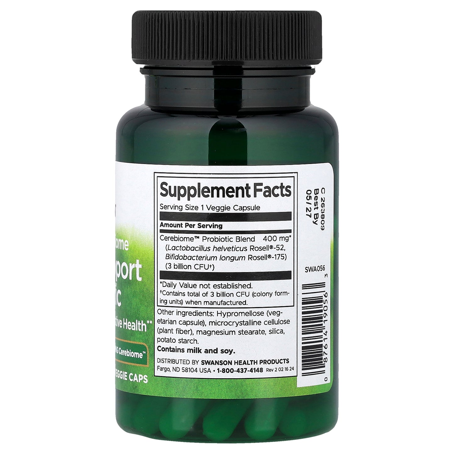 Swanson, Happy Microbiome Stress Support Probiotic, 3 Billion CFU, 60 Veggie Caps