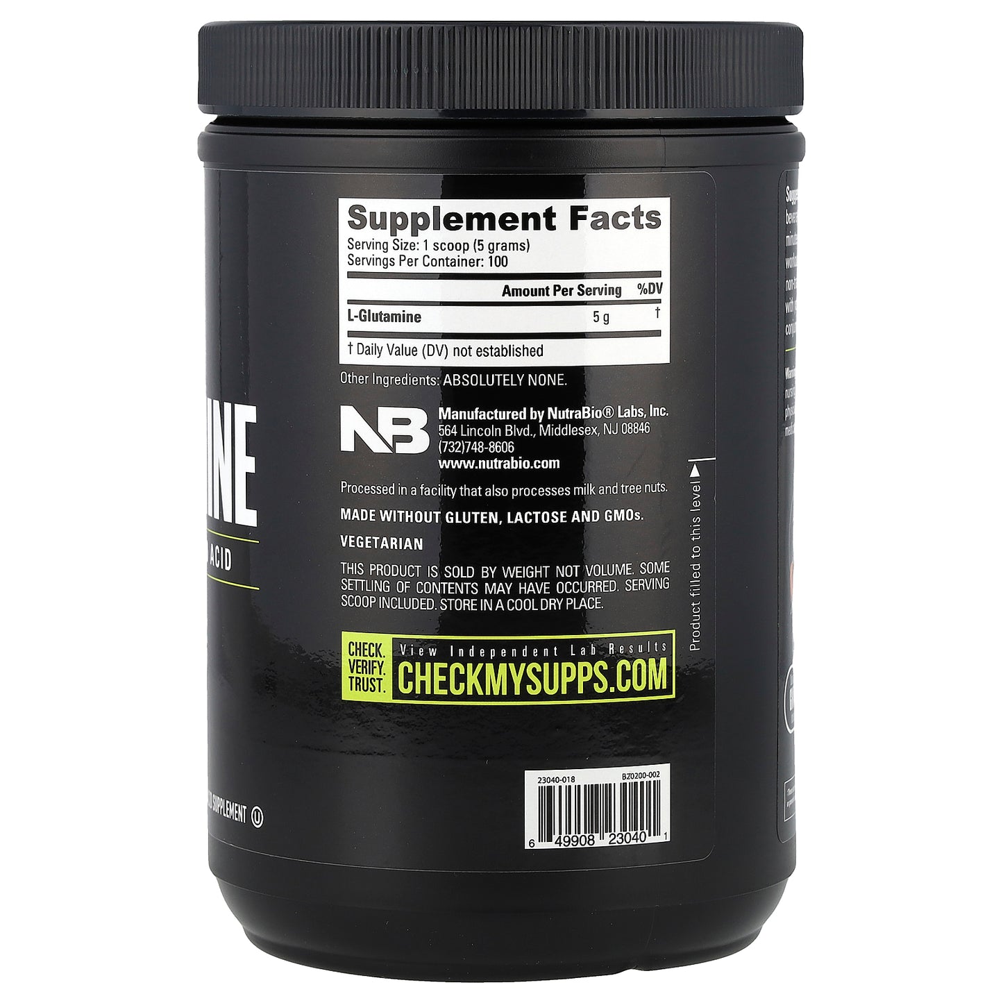 NutraBio, Glutamine, 17.6 oz (500 g)