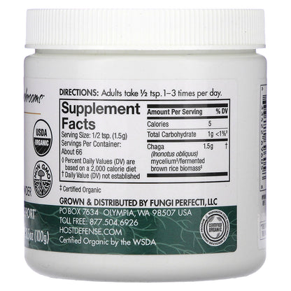 Host Defense, Mushrooms, Chaga, Mushroom Mycelium Powder, 3.5 oz (100 g)