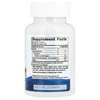 Nordic Naturals, Vitamin D3 5000 Gummies, Passion Fruit, 30 Gummies