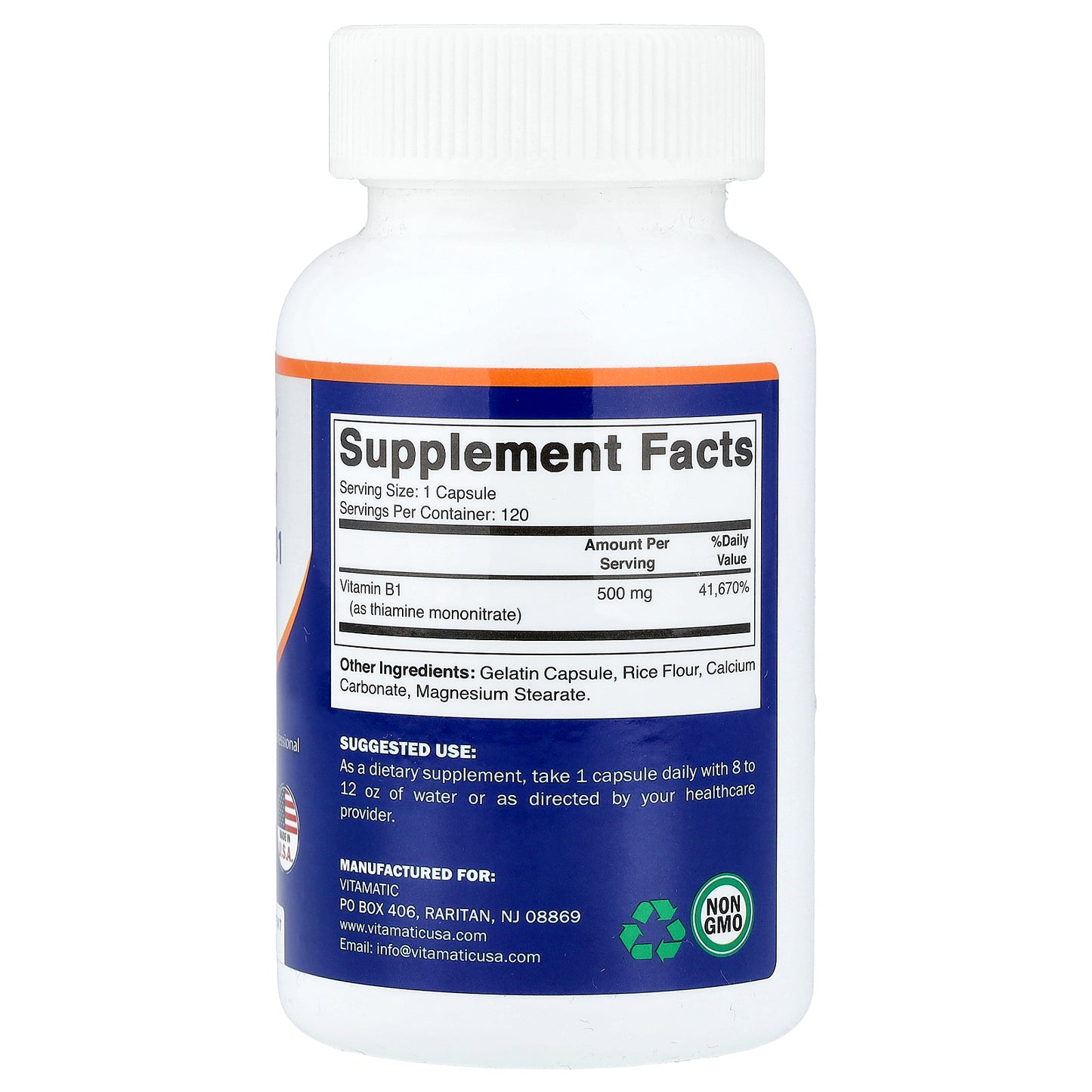 Vitamatic, Vitamin B1, 500 mg, 120 Capsules