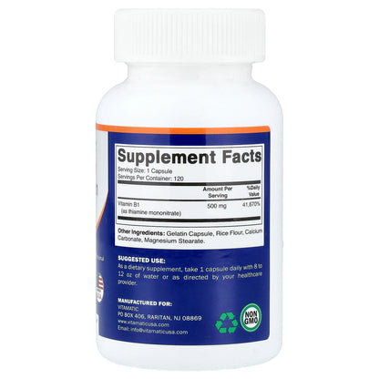 Vitamatic, Vitamin B1, 500 mg, 120 Capsules