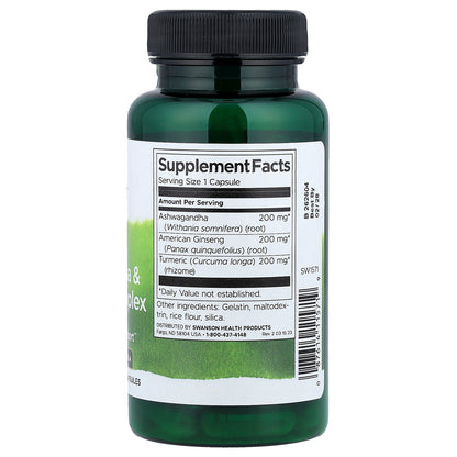 Swanson, Turmeric, Ashwagandha & Ginseng Complex, 60 Capsules