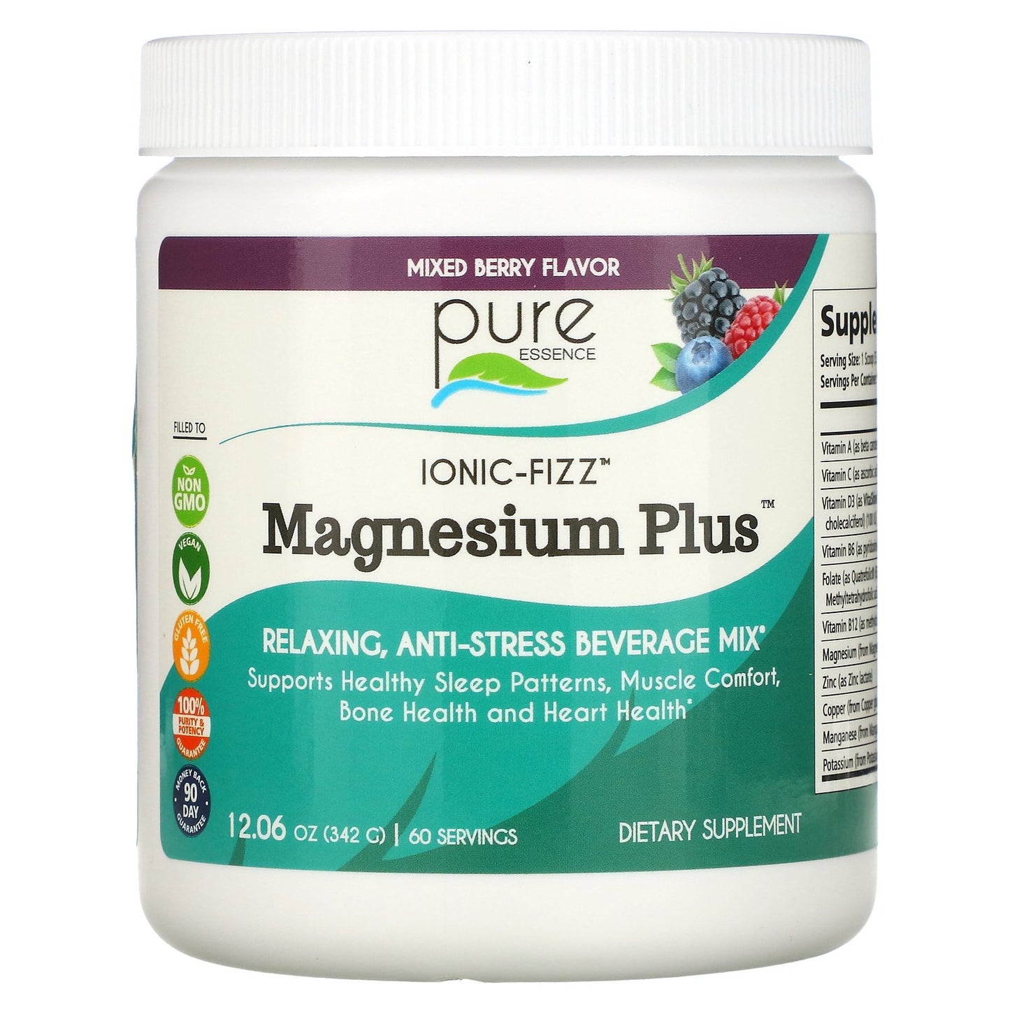 Pure Essence, Ionic-Fizz, Magnesium Plus, Mixed Berry, 12.06 oz (342 g)