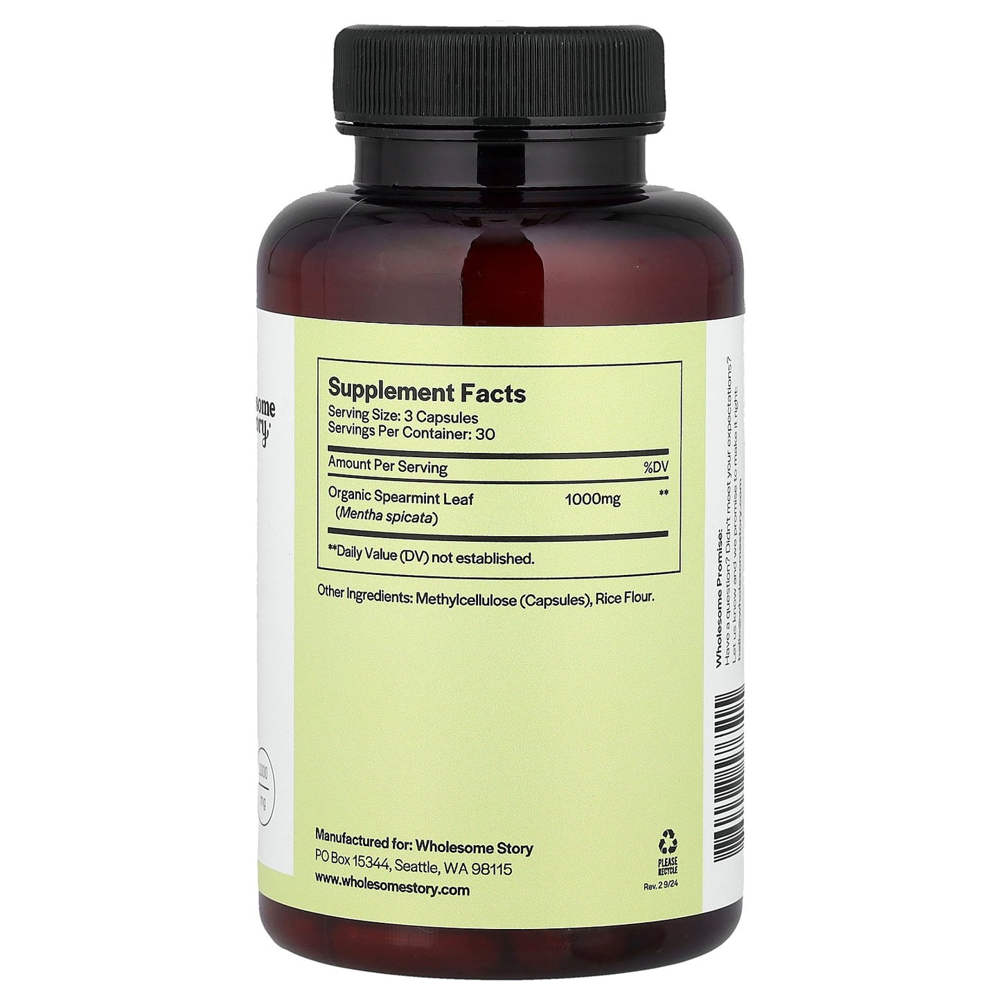 Wholesome Story, Spearmint, 90 Vegetarian Capsules (333 mg per Capsule)