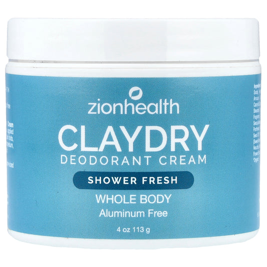 Zion Health, ClayDry Deodorant Cream, Shower Fresh, 4 oz (113 g)