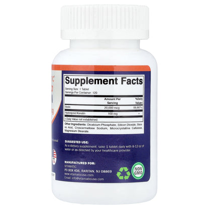 Vitamatic, Biotin With Hydrolyzed Keratin, 120 Tablets