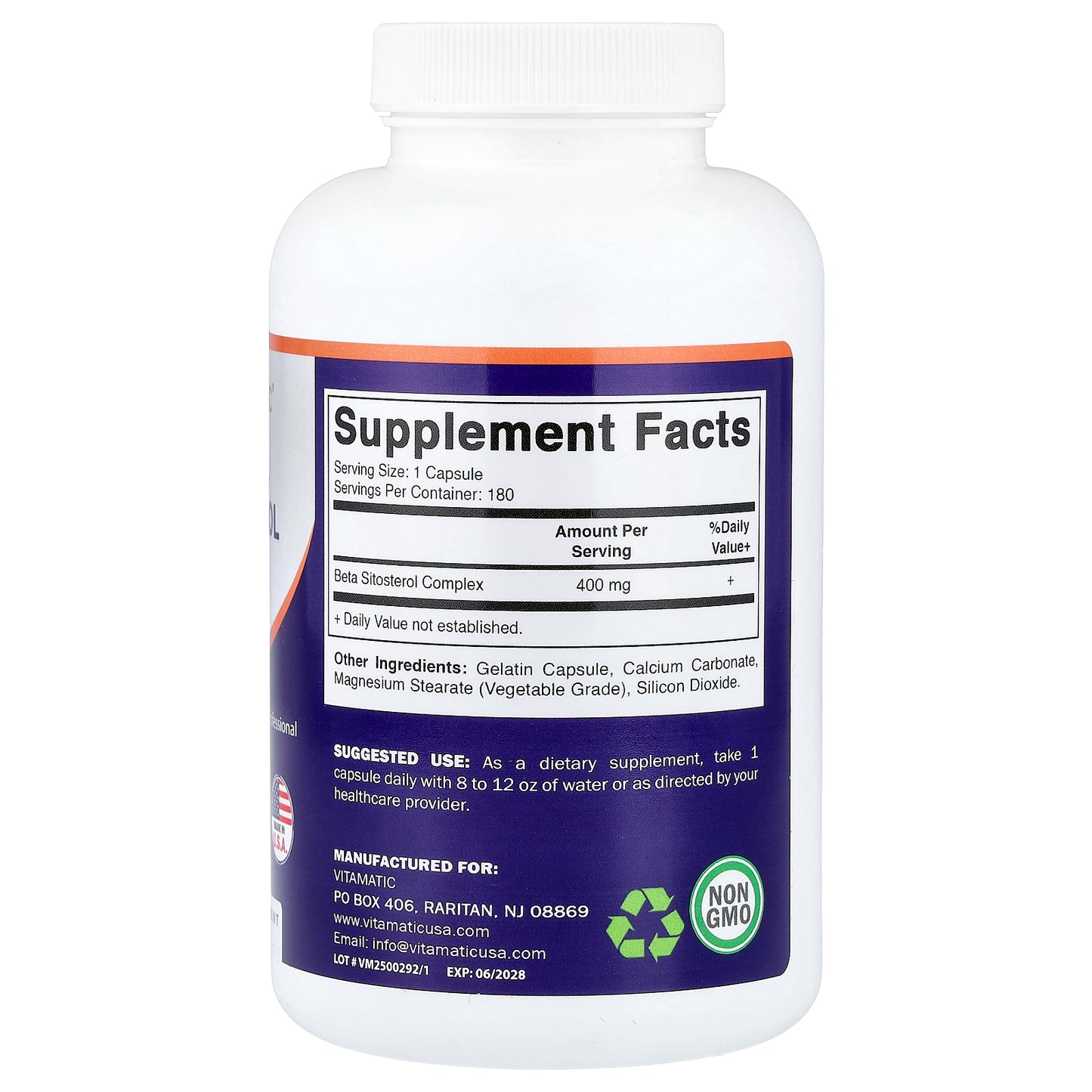 Vitamatic, Beta Sitosterol, 400 mg, 180 Capsules