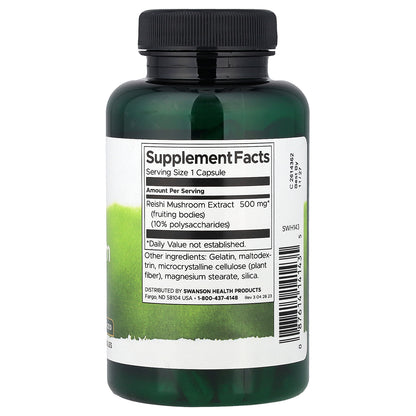 Swanson, Reishi Mushroom Extract, Standardized, 500 mg, 90 Capsules